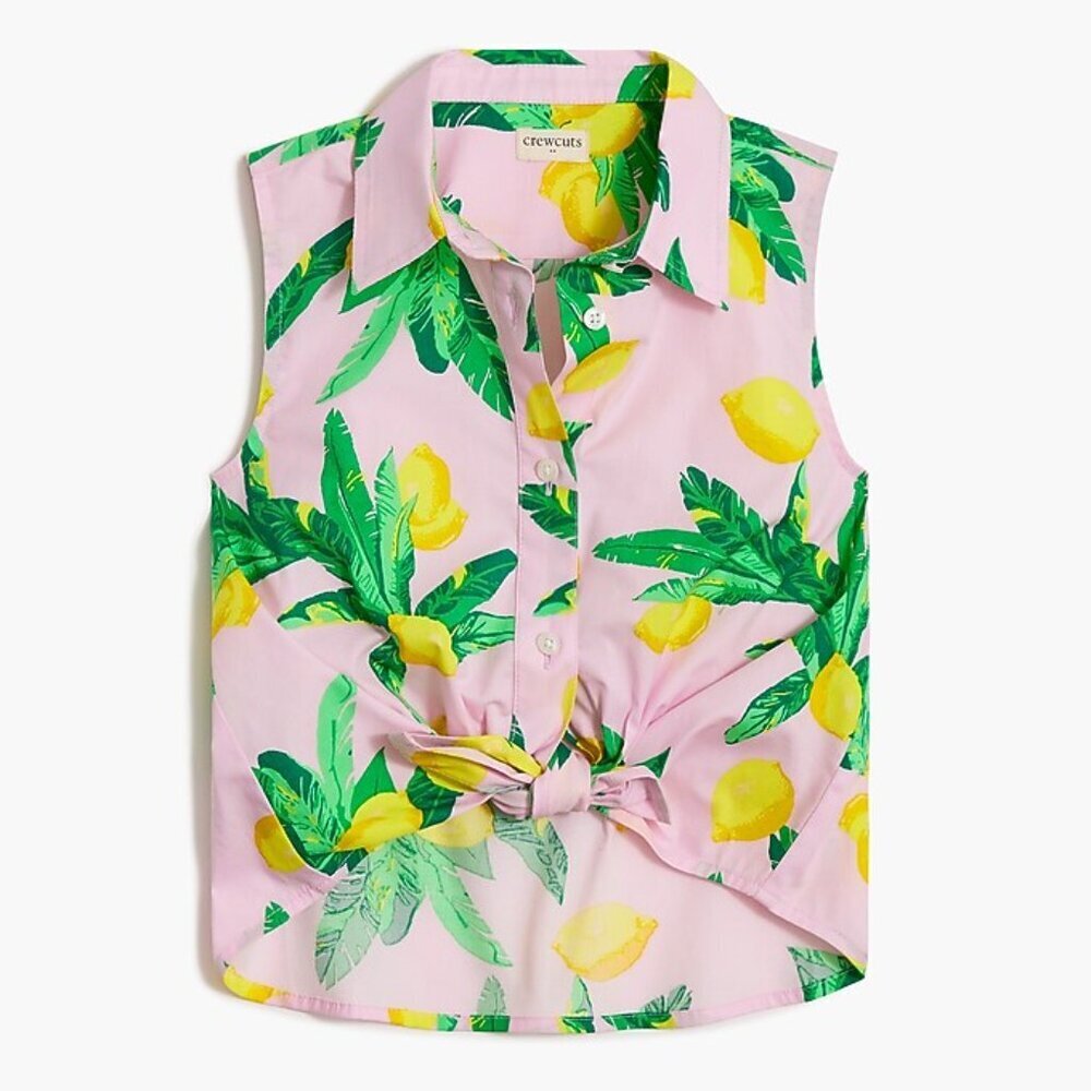 Crew Cuts Girls' Lemon Dress And Sleeveless Tie-front Button-up Top Set- 2 Piece - Picture 8 of 11